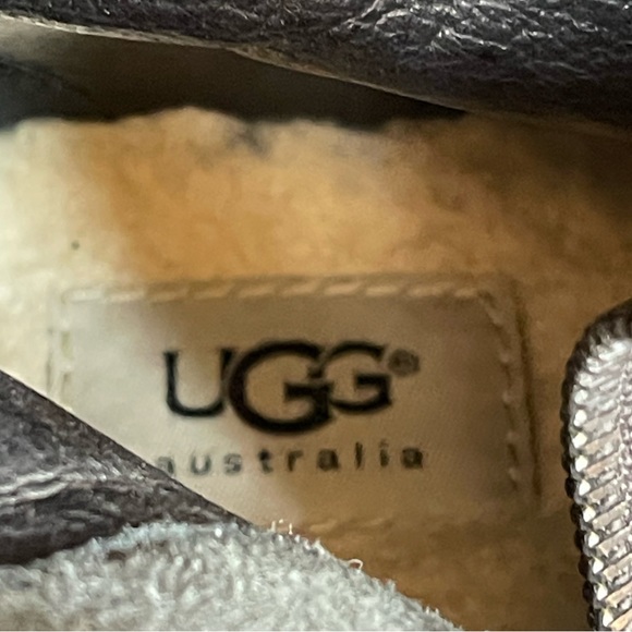 UGG Black Leather Studded Mid-Calf Boots Shearling Lined Innersole Woman's 7.5 - Picture 8 of 14